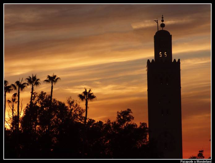 Vistas desde el Cafe Glacier el Fna Marrakech atardecer